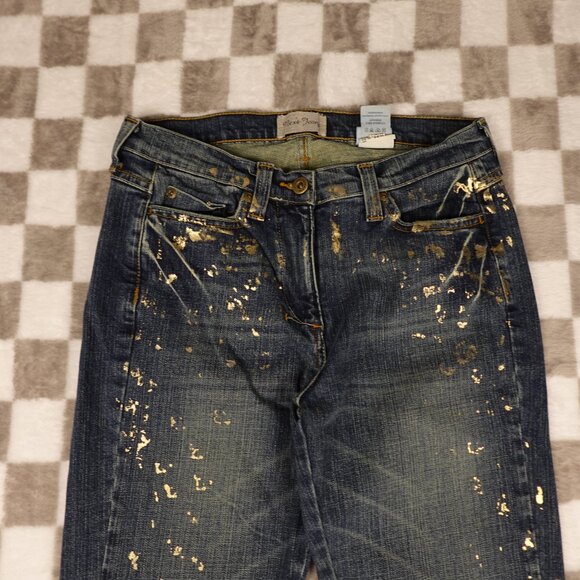 Next Jeans metallic gold paint splatters  US Size 4/6,  uk 10 - Picture 2 of 12